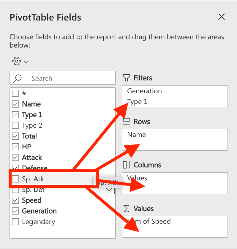 Drag and drop to display data